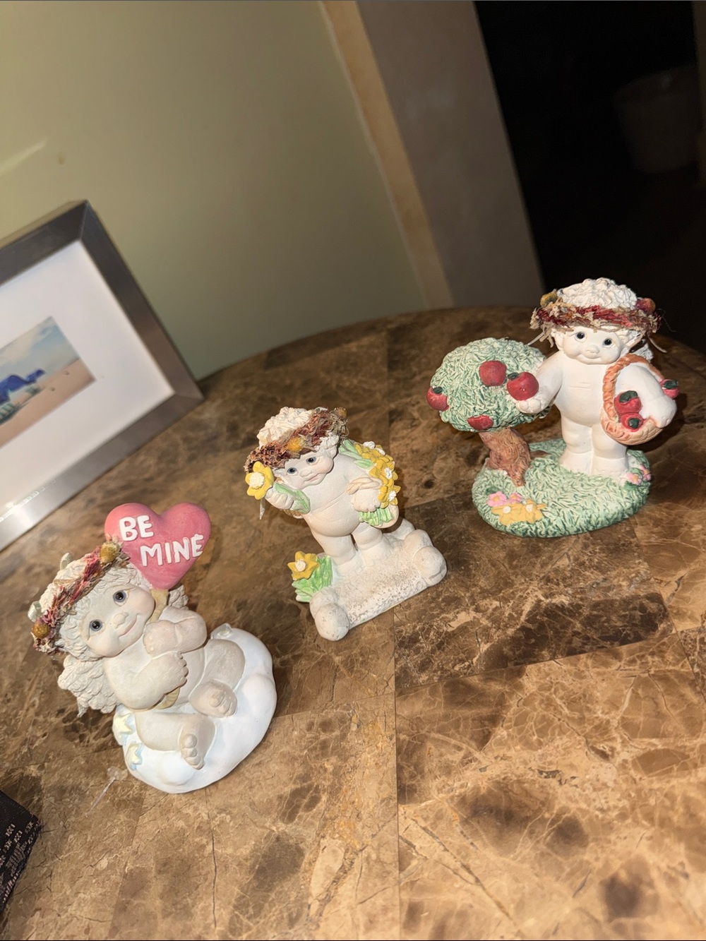 Lot of 3 Dreamsicles Vintage Cherub Figurines apple, cancer society, be mine
